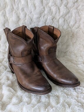 Women's Brown Leather Harness Boots